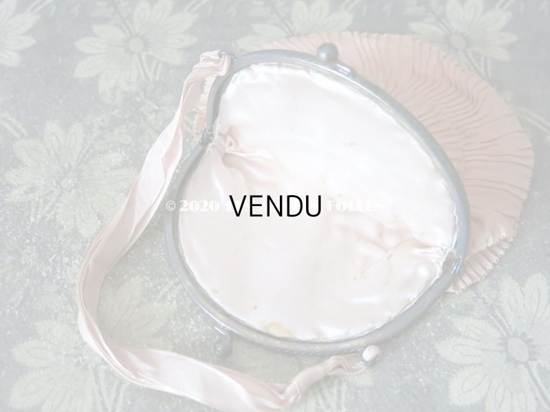 画像10: 1920年代 アンティーク オモニエール  ピンクの薔薇のロココモチーフ付