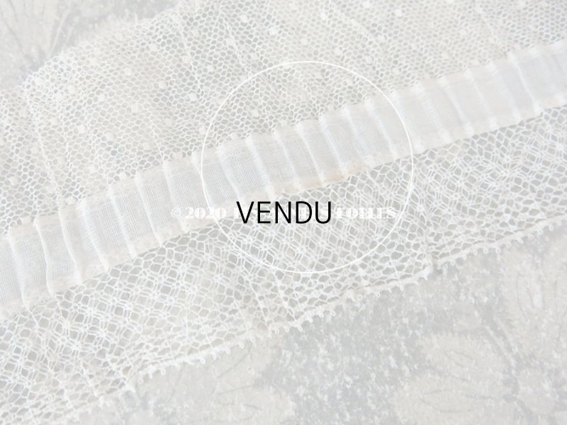 画像5: アンティーク ドット柄チュールレースのプリーツリボン エクリュ  約8〜8.5cm幅　