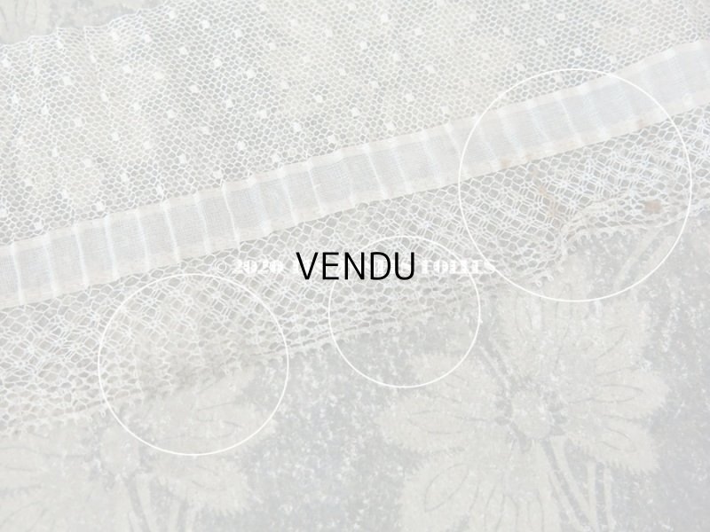 画像7: アンティーク ドット柄チュールレースのプリーツリボン エクリュ  約8〜8.5cm幅　