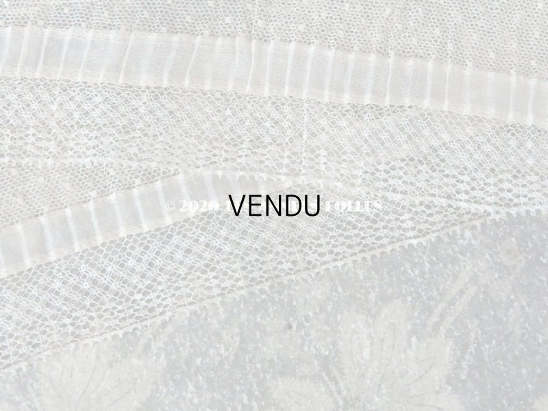 画像9: アンティーク ドット柄チュールレースのプリーツリボン エクリュ  約8〜8.5cm幅　