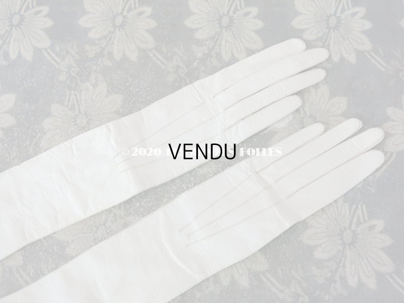 画像9: 未使用 1900年代 アンティーク  本革製 結婚式のロンググローブ  オフホワイト レザー 手袋 