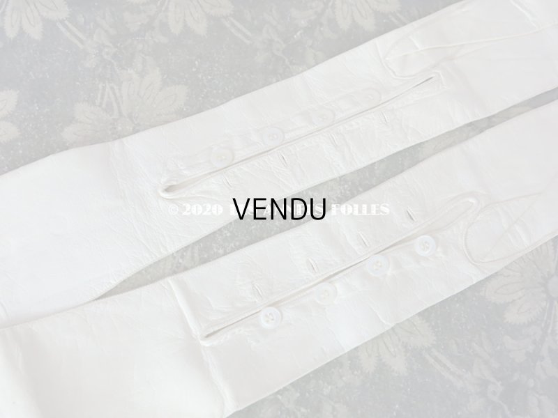 画像5: 未使用 1900年代 アンティーク  本革製 結婚式のロンググローブ  オフホワイト レザー 手袋 