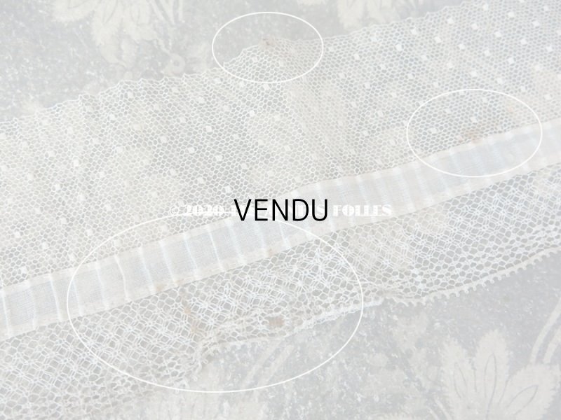 画像8: アンティーク ドット柄チュールレースのプリーツリボン エクリュ  約8〜8.5cm幅　