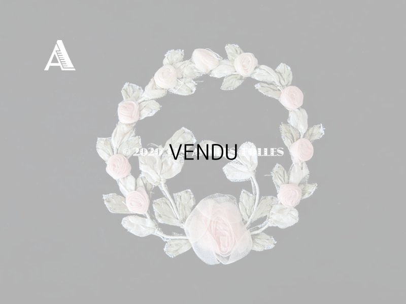 画像3: アンティーク シルク製 シルクシフォンの淡いピンクの薔薇 大きなロココモチーフ (M)