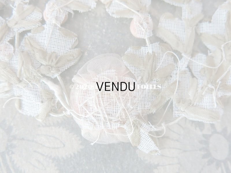 画像14: アンティーク シルク製 シルクシフォンの淡いピンクの薔薇 大きなロココモチーフ (L)