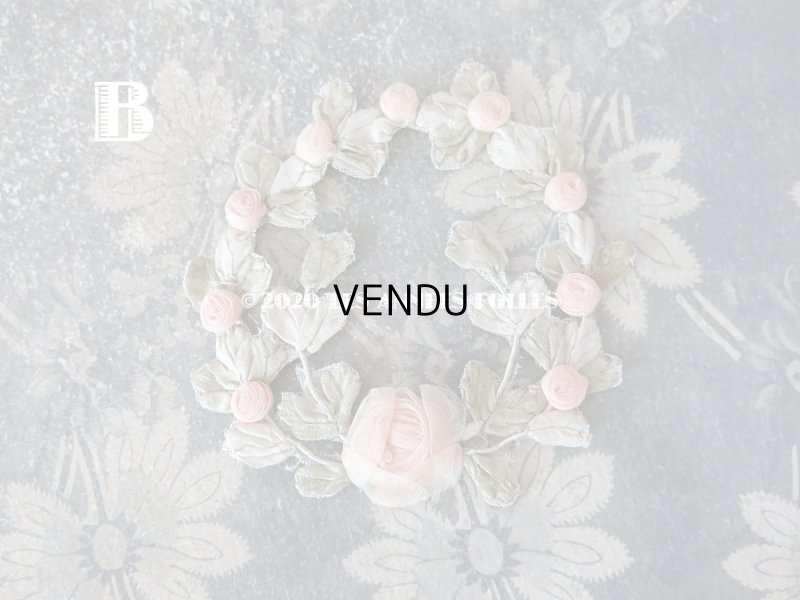 画像10: アンティーク シルク製 シルクシフォンの淡いピンクの薔薇 大きなロココモチーフ (M)