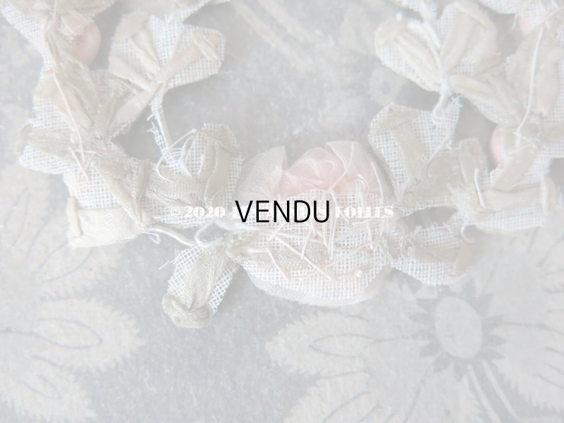 画像14: アンティーク シルク製 シルクシフォンの淡いピンクの薔薇 大きなロココモチーフ (M)