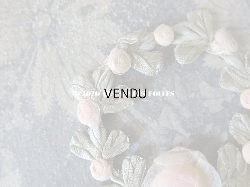 画像4: アンティーク シルク製 シルクシフォンの淡いピンクの薔薇 大きなロココモチーフ (S)