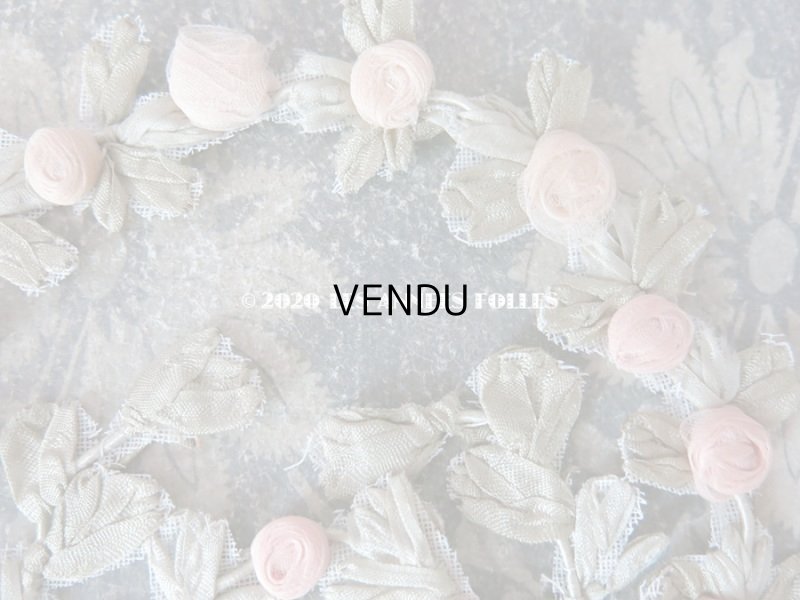 画像12: アンティーク シルク製 シルクシフォンの淡いピンクの薔薇 大きなロココモチーフ (L)