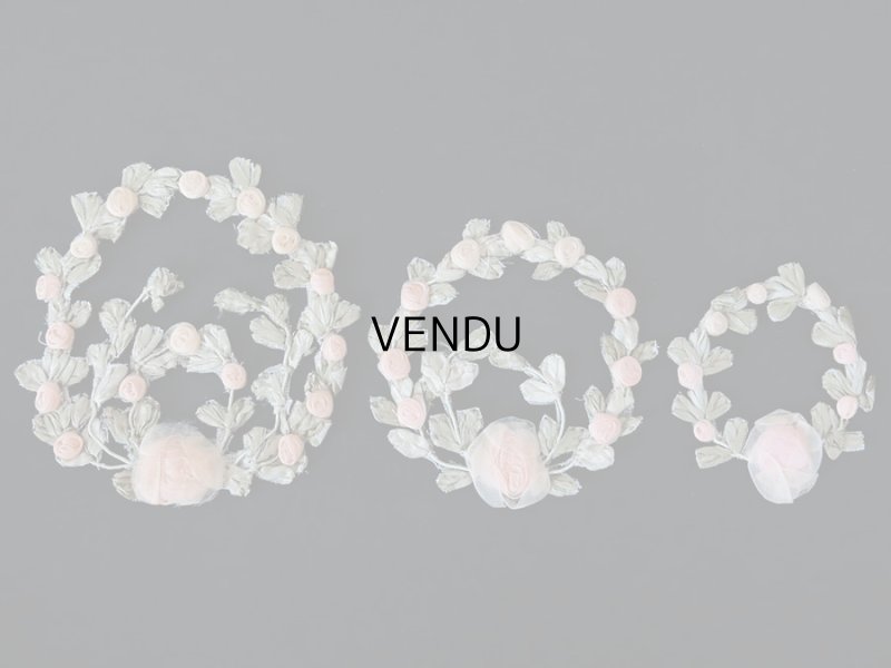 画像6: アンティーク シルク製 シルクシフォンの淡いピンクの薔薇 大きなロココモチーフ (S)