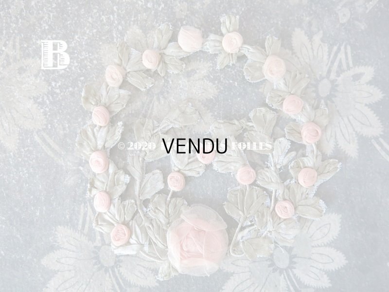 画像10: アンティーク シルク製 シルクシフォンの淡いピンクの薔薇 大きなロココモチーフ (L)