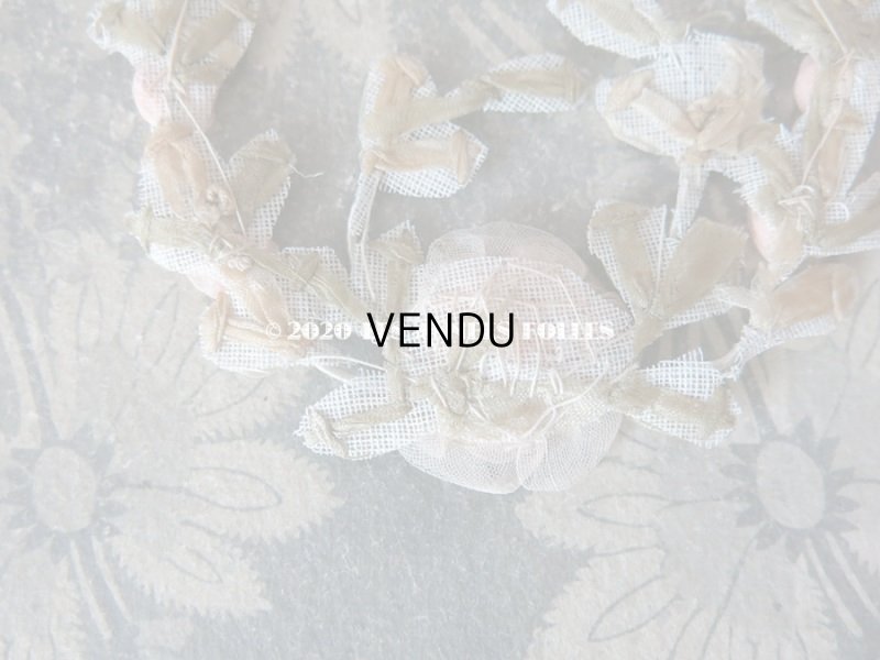 画像9: アンティーク シルク製 シルクシフォンの淡いピンクの薔薇 大きなロココモチーフ (M)