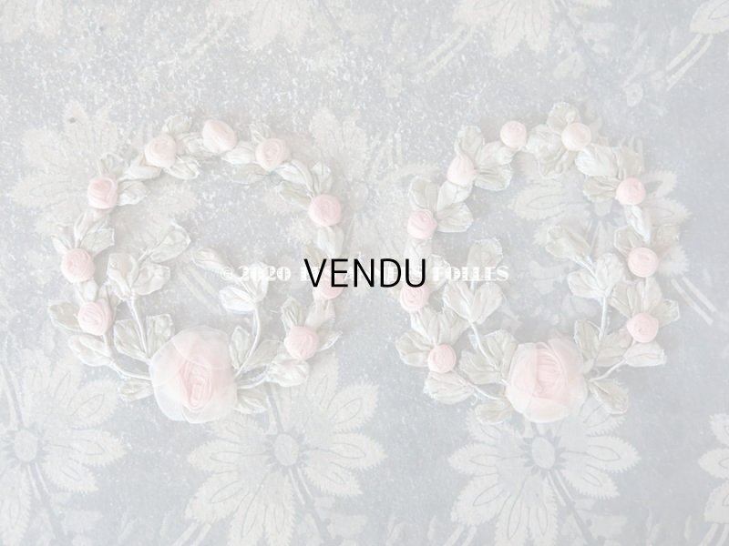 画像15: アンティーク シルク製 シルクシフォンの淡いピンクの薔薇 大きなロココモチーフ (M)