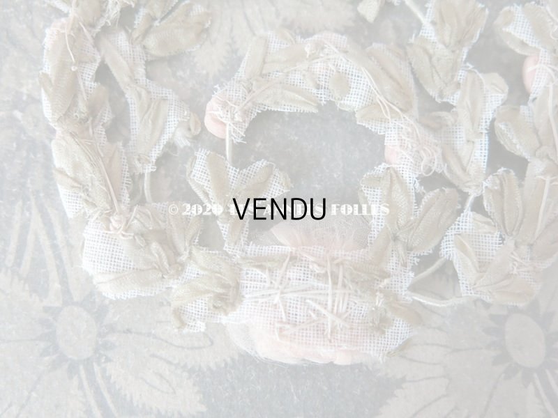 画像9: アンティーク シルク製 シルクシフォンの淡いピンクの薔薇 大きなロココモチーフ (L)