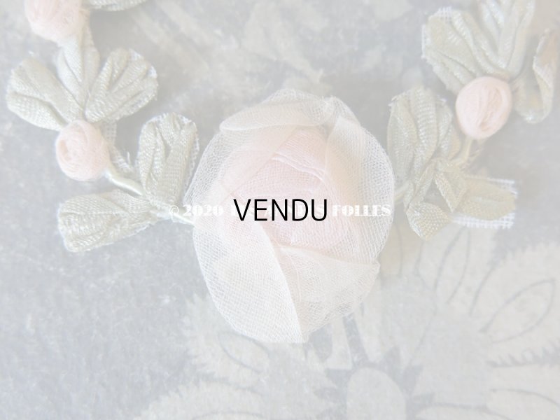 画像3: アンティーク シルク製 シルクシフォンの淡いピンクの薔薇 大きなロココモチーフ (S)