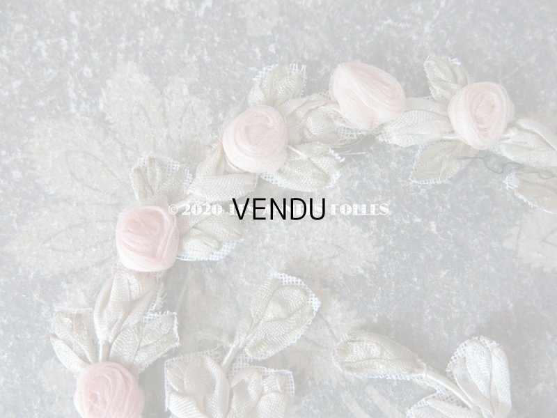 画像7: アンティーク シルク製 シルクシフォンの淡いピンクの薔薇 大きなロココモチーフ (M)