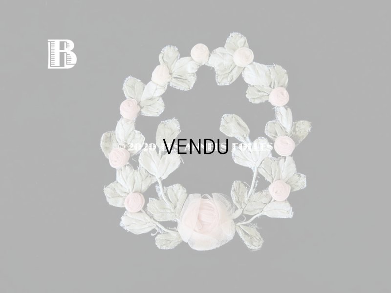 画像4: アンティーク シルク製 シルクシフォンの淡いピンクの薔薇 大きなロココモチーフ (M)