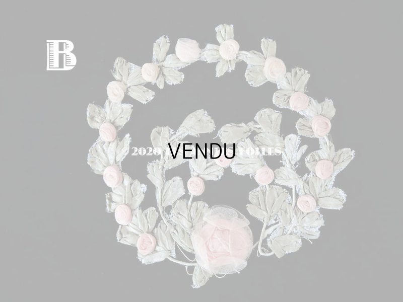 画像3: アンティーク シルク製 シルクシフォンの淡いピンクの薔薇 大きなロココモチーフ (L)