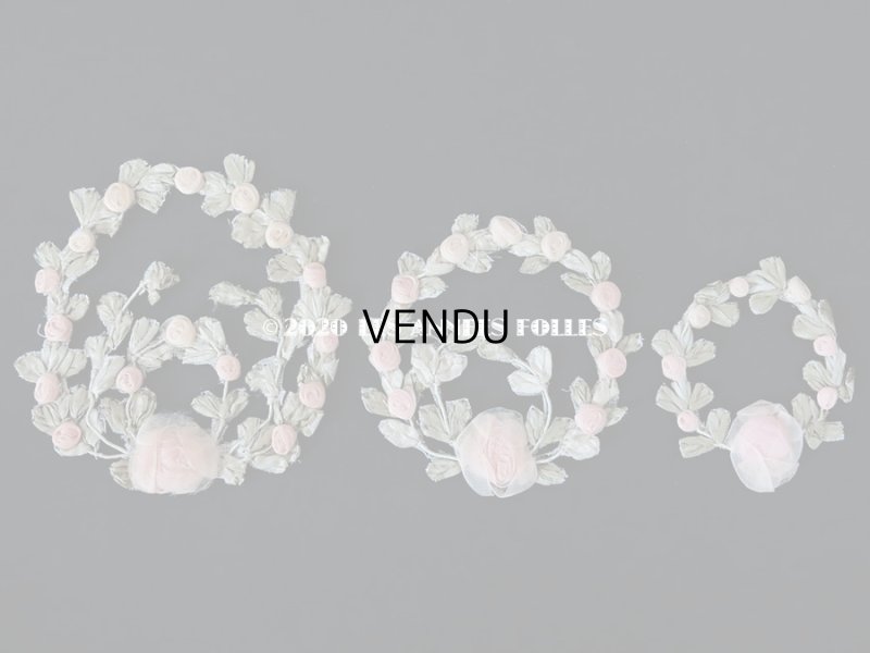 画像16: アンティーク シルク製 シルクシフォンの淡いピンクの薔薇 大きなロココモチーフ (M)