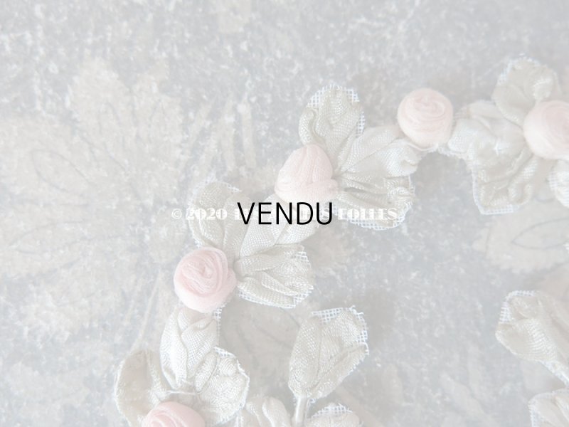 画像12: アンティーク シルク製 シルクシフォンの淡いピンクの薔薇 大きなロココモチーフ (M)