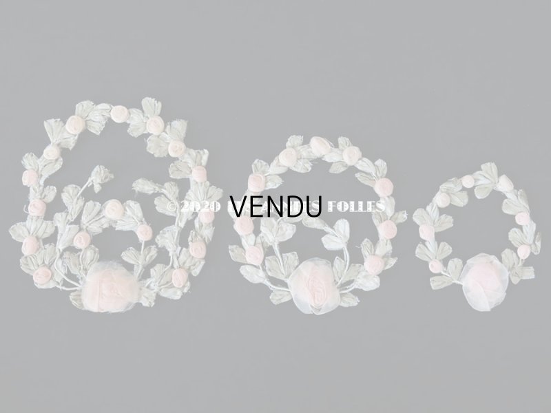 画像15: アンティーク シルク製 シルクシフォンの淡いピンクの薔薇 大きなロココモチーフ (L)