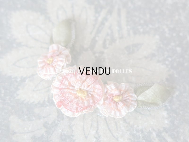 画像3: アンティーク シルク製 ピンクの小さなロココモチーフ