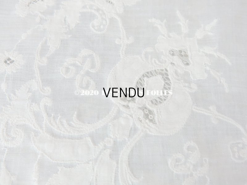 画像13: 新品同様 1914年 アンティーク 結婚式のハンカチ 花婿用 大判   ホワイトワーク & 手編みのヴァランシエンヌレース