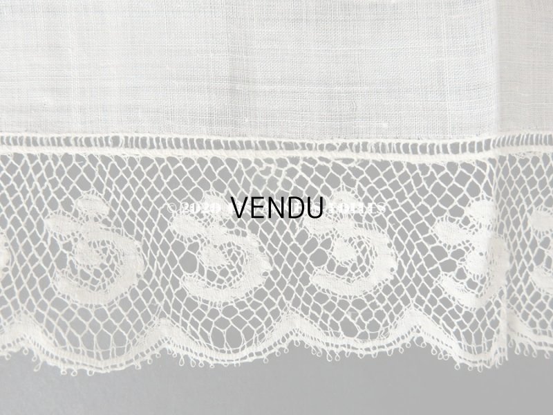 画像12: 新品同様 1914年 アンティーク 結婚式のハンカチ 花婿用 大判   ホワイトワーク & 手編みのヴァランシエンヌレース