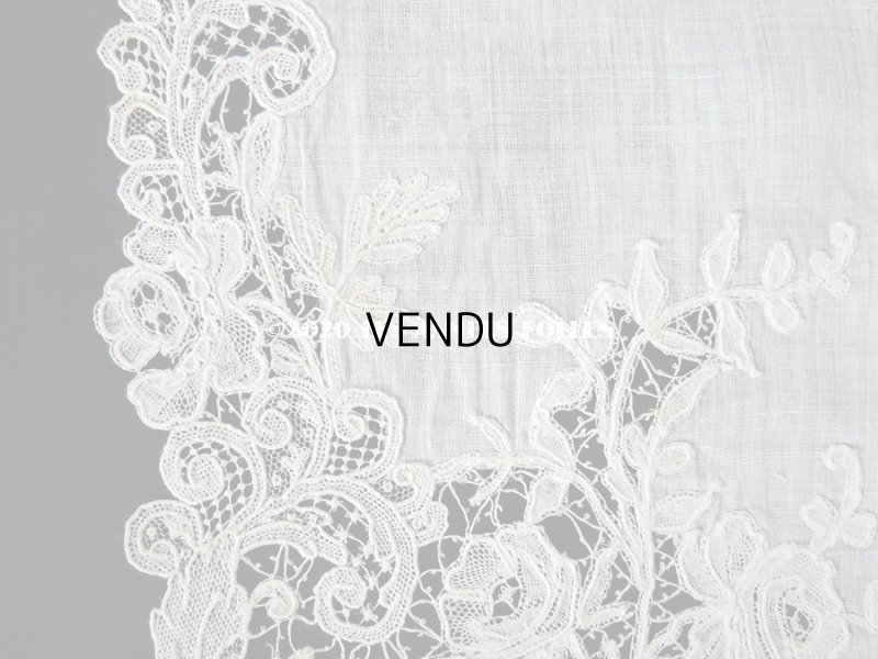 画像14: アンティーク 薔薇模様 ポワンドガーズ & デュシェス 結婚式のハンカチ 【ポワン・ド・ガーズ】