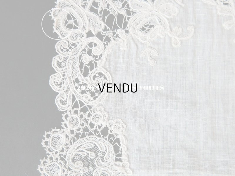 画像12: アンティーク 薔薇模様 ポワンドガーズ & デュシェス 結婚式のハンカチ 【ポワン・ド・ガーズ】