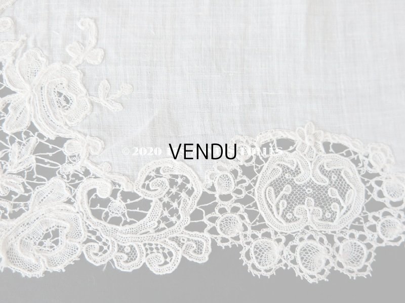 画像9: アンティーク 薔薇模様 ポワンドガーズ & デュシェス 結婚式のハンカチ 【ポワン・ド・ガーズ】