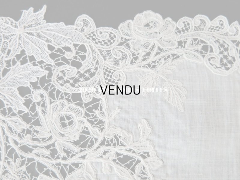 画像4: アンティーク 薔薇模様 ポワンドガーズ & デュシェス 結婚式のハンカチ 【ポワン・ド・ガーズ】