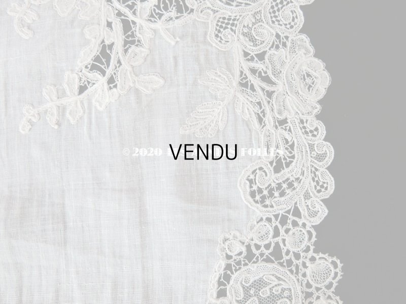 画像15: アンティーク 薔薇模様 ポワンドガーズ & デュシェス 結婚式のハンカチ 【ポワン・ド・ガーズ】