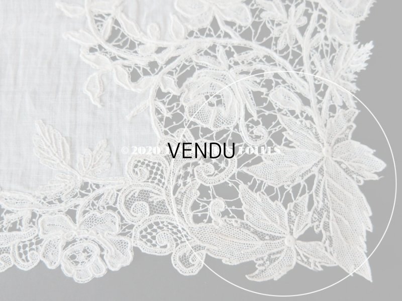 画像11: アンティーク 薔薇模様 ポワンドガーズ & デュシェス 結婚式のハンカチ 【ポワン・ド・ガーズ】