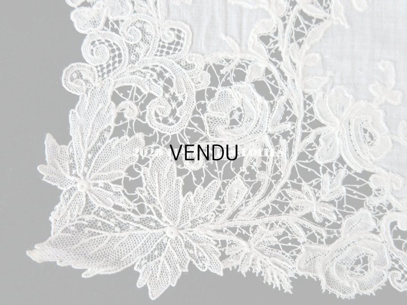 画像8: アンティーク 薔薇模様 ポワンドガーズ & デュシェス 結婚式のハンカチ 【ポワン・ド・ガーズ】