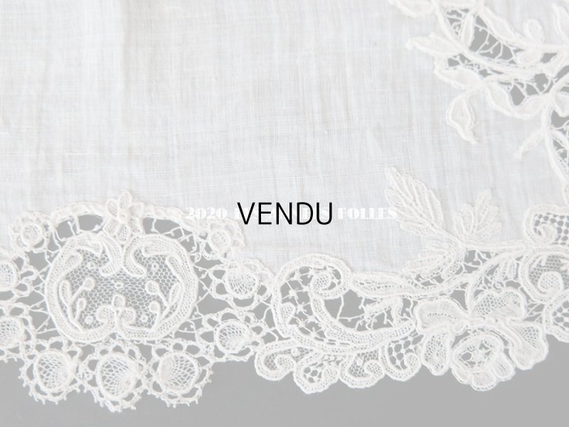 画像10: アンティーク 薔薇模様 ポワンドガーズ & デュシェス 結婚式のハンカチ 【ポワン・ド・ガーズ】