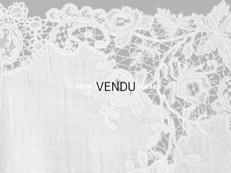 画像6: アンティーク 薔薇模様 ポワンドガーズ & デュシェス 結婚式のハンカチ 【ポワン・ド・ガーズ】