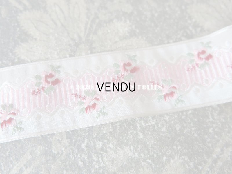 画像6: アンティーク 薔薇刺繍のリボン 淡いピンク＆水色のセット リボンメーカーのサンプラー 