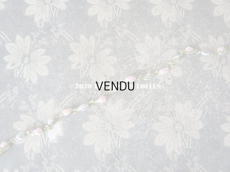 画像6: アンティーク 淡いピンク&ブルーの薔薇のロココトリム  ロココリボン 52〜56cm