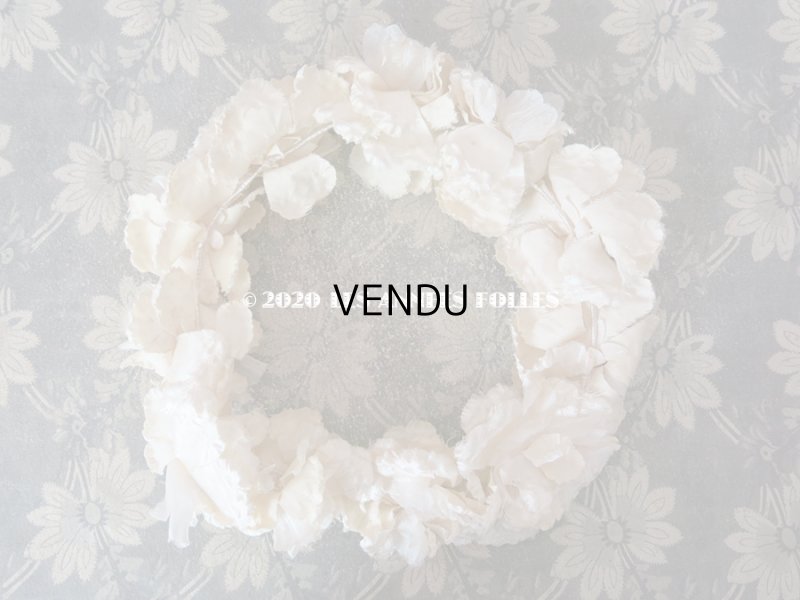 画像3: 1900年代 アンティーク シルク製 薔薇の花冠 ティアラ オフホワイト