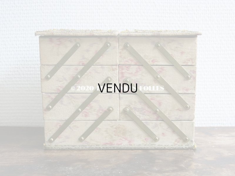 画像14: 1900年頃 アンティーク 薔薇&薄紫色のリボンのガーランド  カルトナージュボックス アコーディオン式