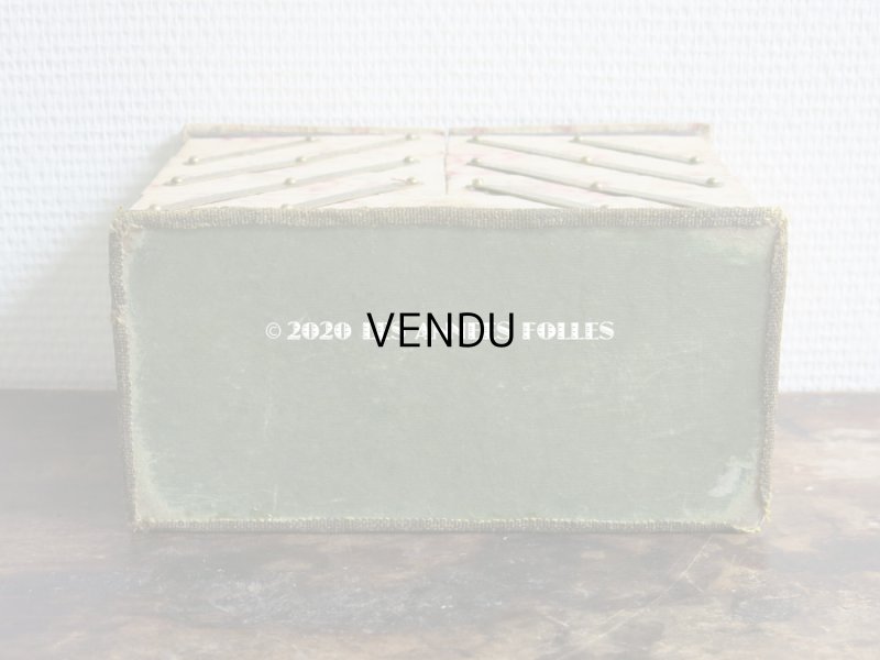 画像16: 1900年頃 アンティーク 薔薇&薄紫色のリボンのガーランド  カルトナージュボックス アコーディオン式