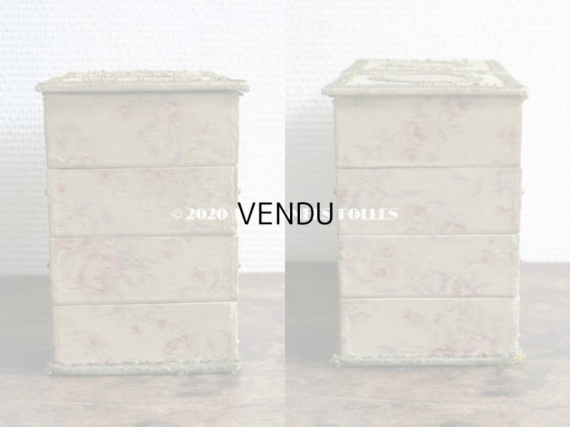 画像17: 1900年頃 アンティーク 薔薇&薄紫色のリボンのガーランド  カルトナージュボックス アコーディオン式