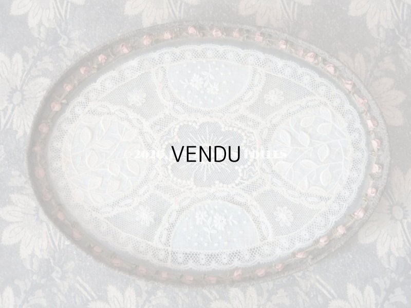 画像4: 19世紀末 アンティーク トレイ　ロココトリム＆レースの装飾 小物入れ