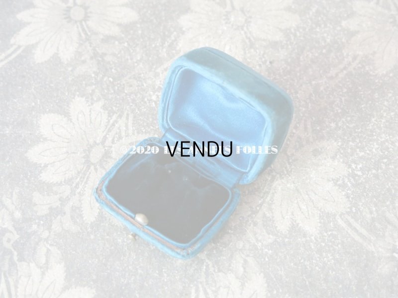 画像6: 19世紀末 アンティーク ピアス用 ジュエリーボックス ベルベット ＆ シルクサテン ブルー 