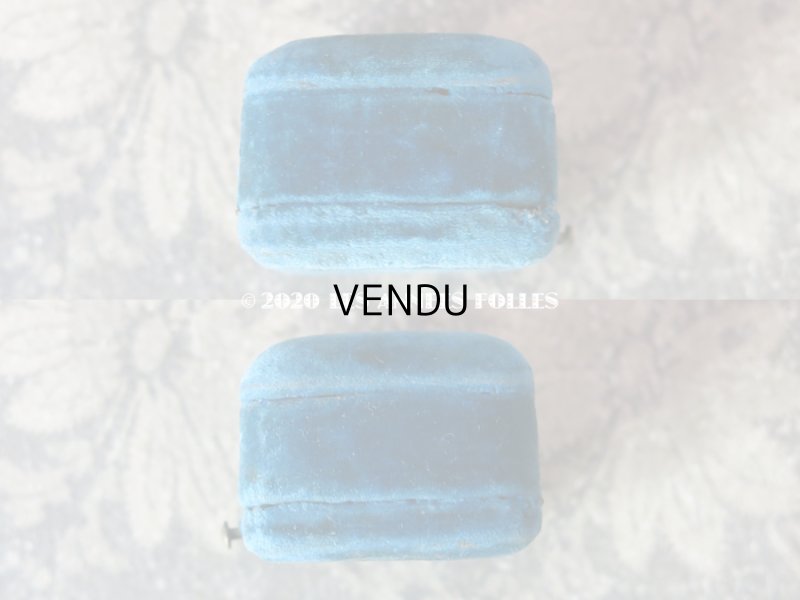 画像5: 19世紀末 アンティーク ピアス用 ジュエリーボックス ベルベット ＆ シルクサテン ブルー 