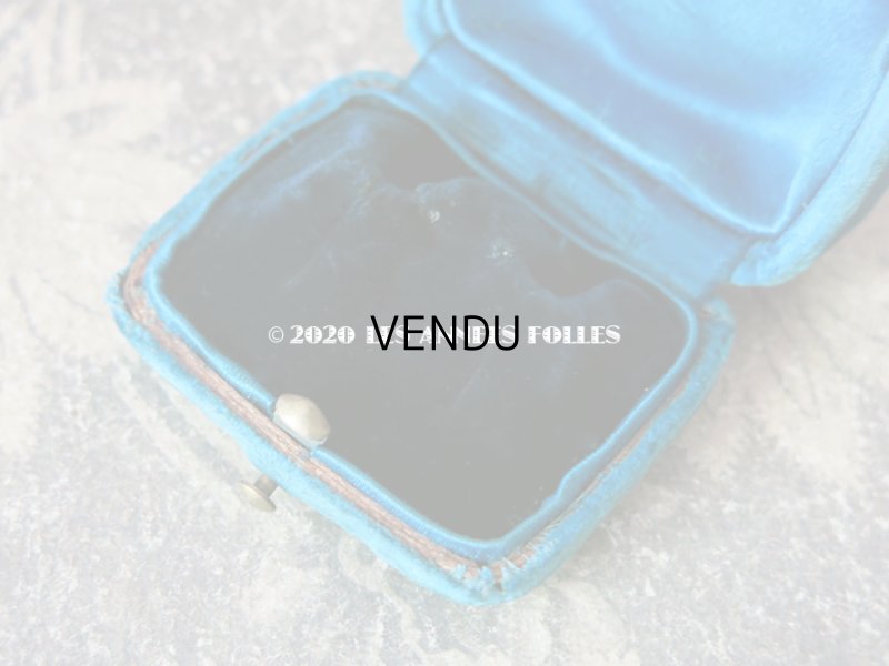 画像8: 19世紀末 アンティーク ピアス用 ジュエリーボックス ベルベット ＆ シルクサテン ブルー 