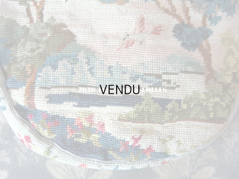 画像6: 1910年代 アンティーク 森の中の小さな兎 オモニエール ニードルポイント ミラー付き