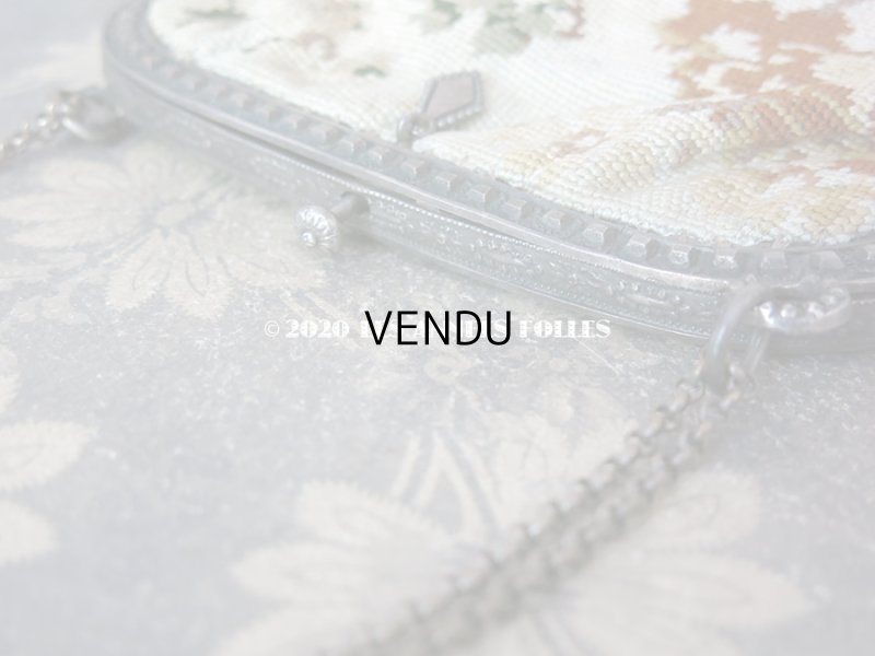 画像8: 1910年代 アンティーク 森の中の小さな兎 オモニエール ニードルポイント ミラー付き