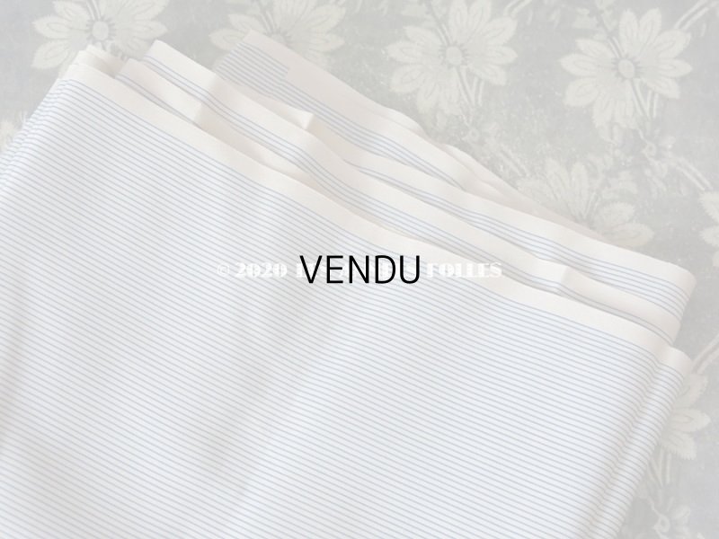 画像6: 未使用 1920年代 アンティーク  シルク製 ファブリック ピンストライプ　 ブルー＆オフホワイト